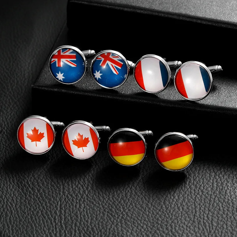 Manufacturer 287 Countries Flag Design Cufflink Custom Design Sleeve Button Cuff Links Mens Cufflinks for Men