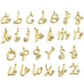 CZ8784 Tiny Little Small Mini 14k Gold Plated CZ Pave Script Cursive Alphabet Initial Letter Charms Pendants