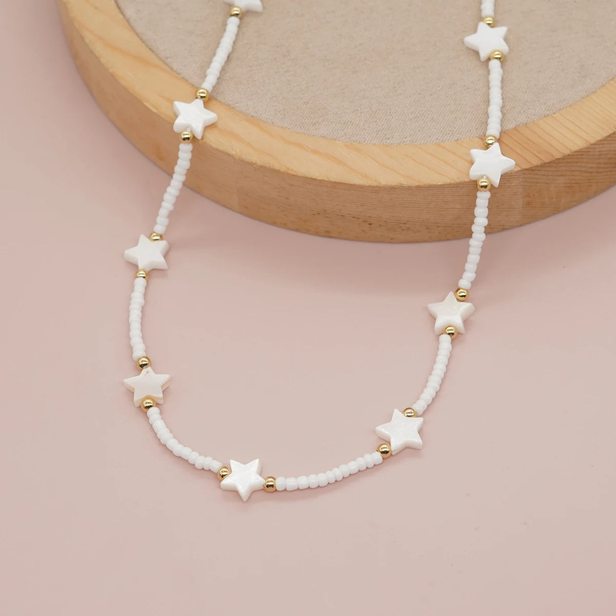 Go2boho White Seed Bead Shell Star Choker Gold Chain Necklaces for Women Summer Beach Minimalist Fashion Jewellery