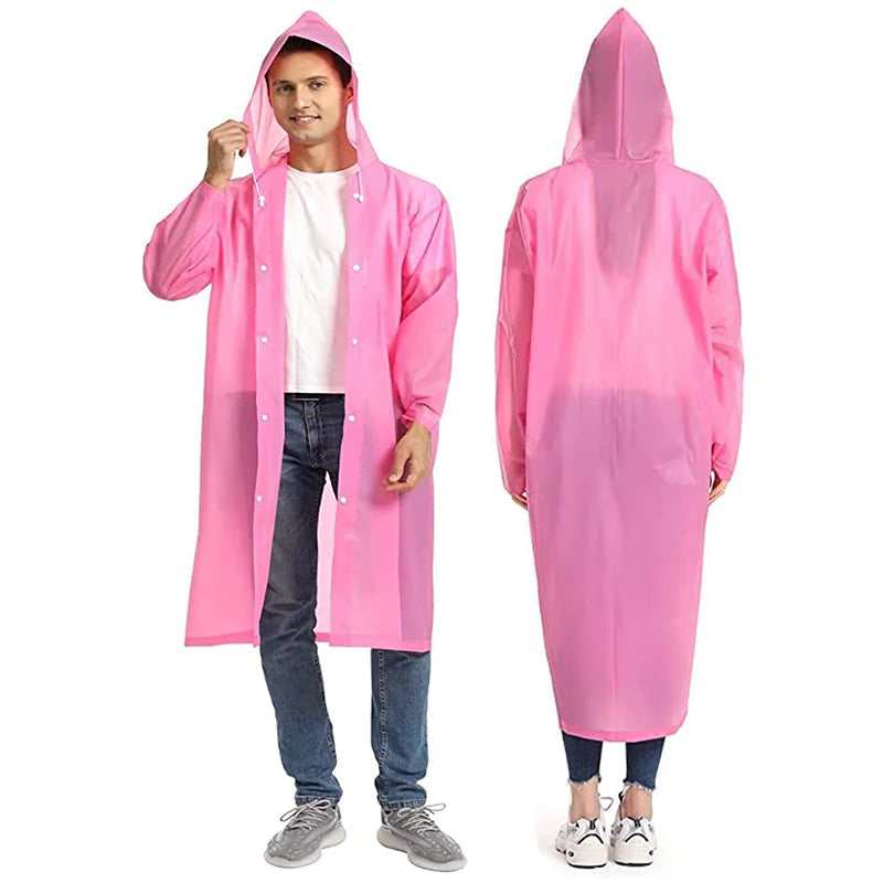 Adult Men and Women Reusable Hooded Raincoats with Drawstring Hiking Travel Camping Ponchos Can Be Customized