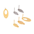 40PCS Wholesale 14K Gold Plated Stainless Steel Oval Shaped Stud Earrings Posts Loop Hooks Base DIY Jewelry Making Model