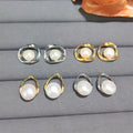 Manufacturer Wholesale Price Natural White Pearl Stud Earrings Gold Plated Teardrop Triangle Real Pearl Jewelry Earrings for Her