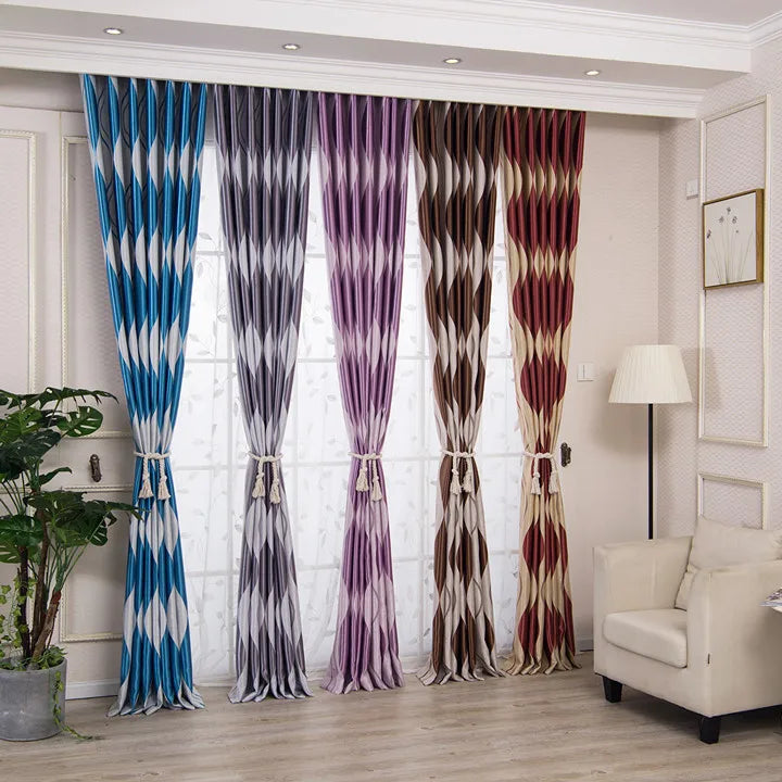 Elegant European Style 100% Polyester  Luxury Jacquard Curtains Fabric Living Room Decorative Curtains Drapes Materials