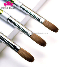Luxury 100% Kolinsky Brush Crimp Metal Handle for Acrylic Nail Glue Private Label Service for Beauty Use