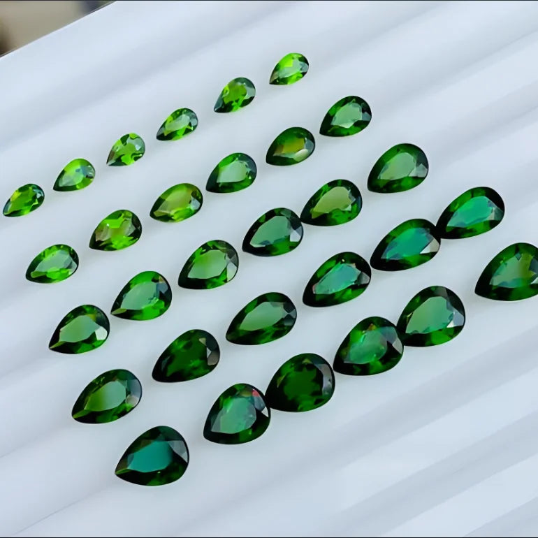 Pear Shape 4x3mm~10x8mm Good Quality Normal Cut Loose Natural Green Gemstone for Jewelry Making Natural Chrome Diopside