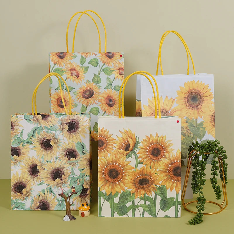 Personalized Custom Sunflower Print Paper Bag for Crafts and Candles 1 Unit