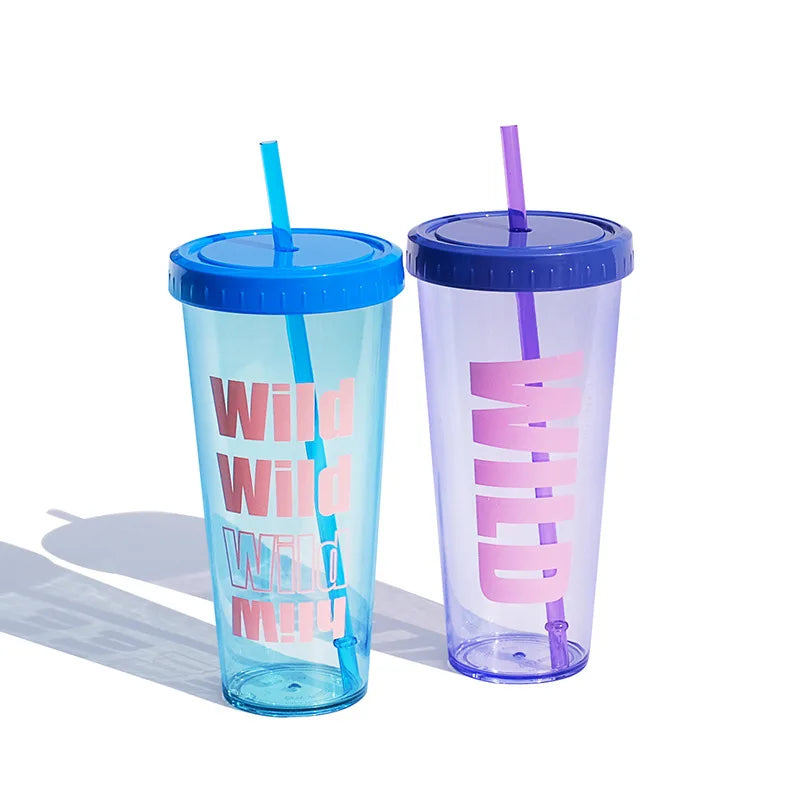 Custom Logo 22oz Acrylic  Reusable Cold Cup Mug Tumbler With Straw and Lid Coffee Milk