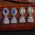 Vintage Square Colorful Stone Big Dangle Earrings for Women Indian Bohemian Luxury Bell Beads Fashion Earrings Jewelry Gift