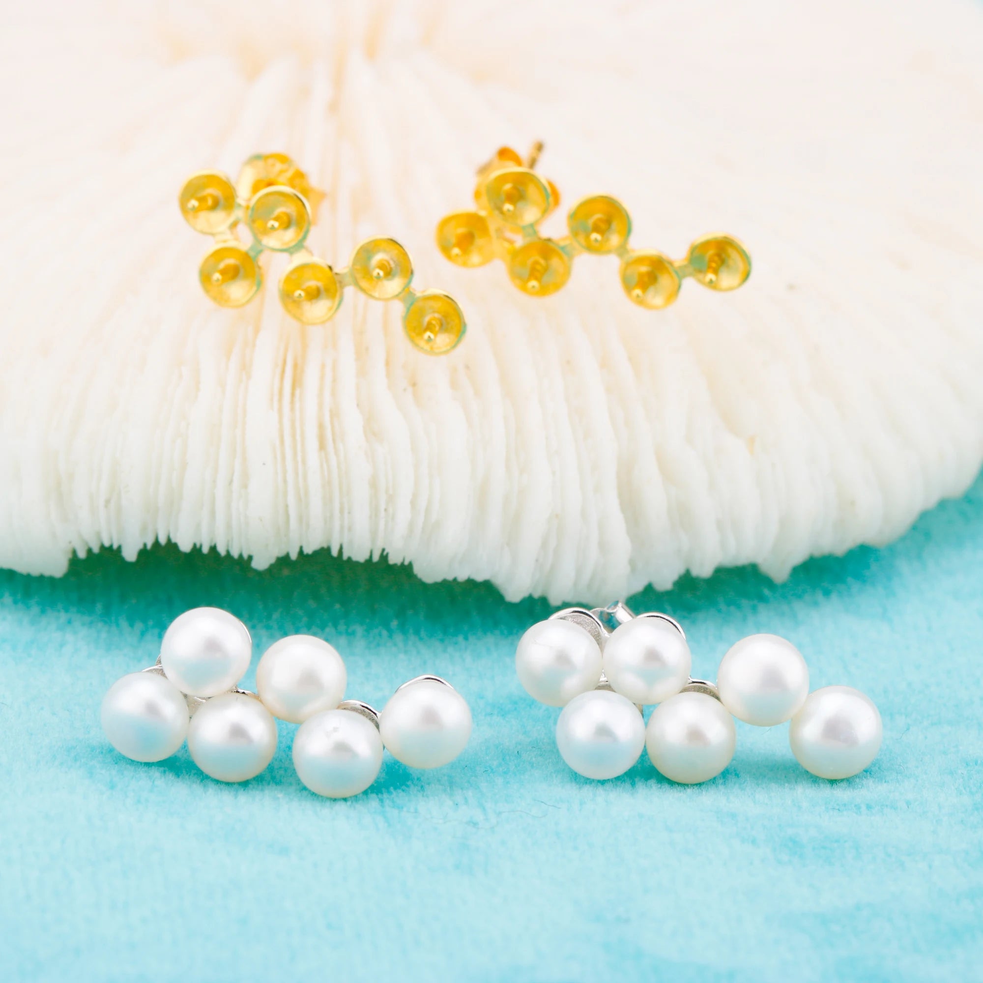 E010865 S925 Pearl Earring 925 Sterling Silver DIY 3-4mm Natural Freshwater Pearl Stud Earring for Women