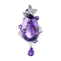 Gorgeous Rhodium Plated Sterling Silver 925 Jewellery Natural Amethyst Pendant for Women Birthday Gift