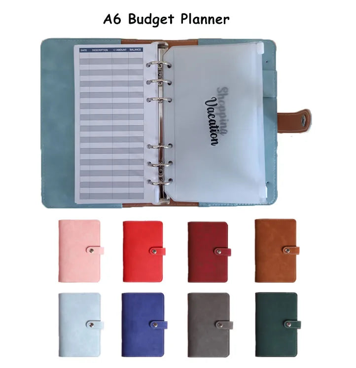Wholesale Custom Portable Classic Softcover Pu Leather Notebook A6 Budget Planner Loose Leaf Binder Budget A6 Ring Binder