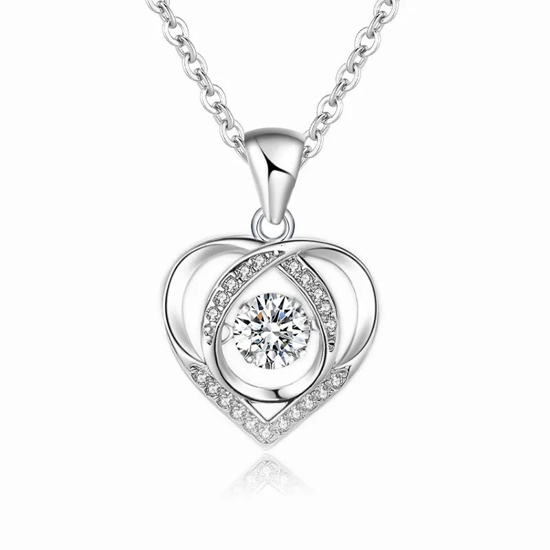 925 Sterling Silver Diamond Love Necklace New Fashion Ladies Gift Sterling Silver Necklace