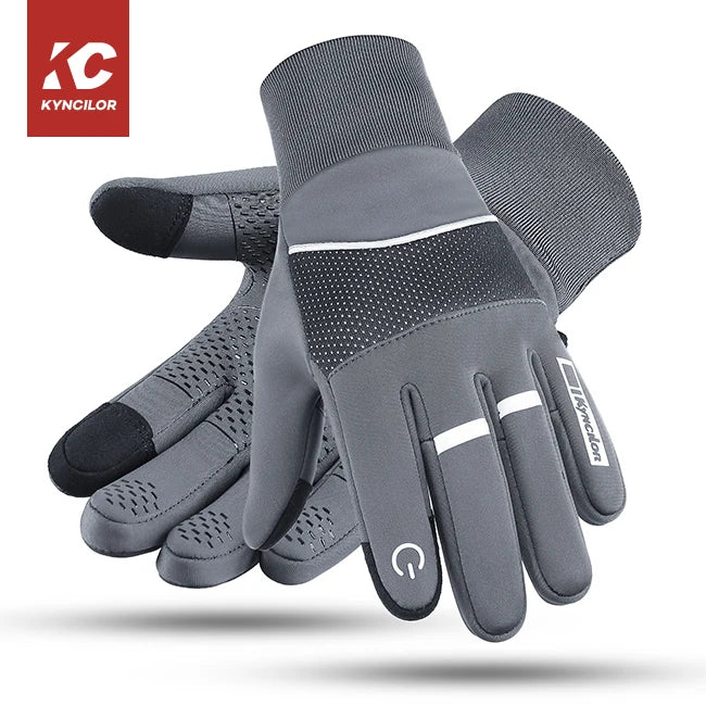 Customized Logo Finger Winter Cycling Gloves Women Men Knit Thermal Waterproof Anti-slip Nylon Touchscreen Compatibility Warm