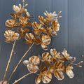 Silk Artificial Gold Butterfly Orchid Stems Faux Phalaenopsis Spray for Wedding Party Christmas Graduation Flower Arrangements