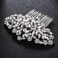 Silver Classic Metal Crystal Petals Bridal Wedding or Prom Hair Comb Accessory