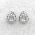 Sterling Silver 4*6mm Semi Mount Stud Earrings Empty Support Blank Claws Setting S925 Base Without Center Stone for DIY Inlay
