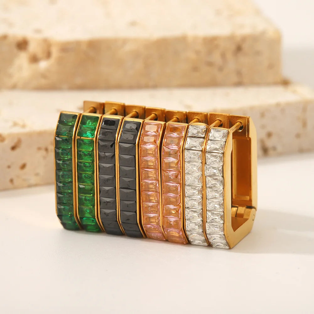 Nabest Gold Plated Stainless Steel Geometric U-shape Hoop Earrings for Women Waterproof Cz Zircon Earing Jewelry