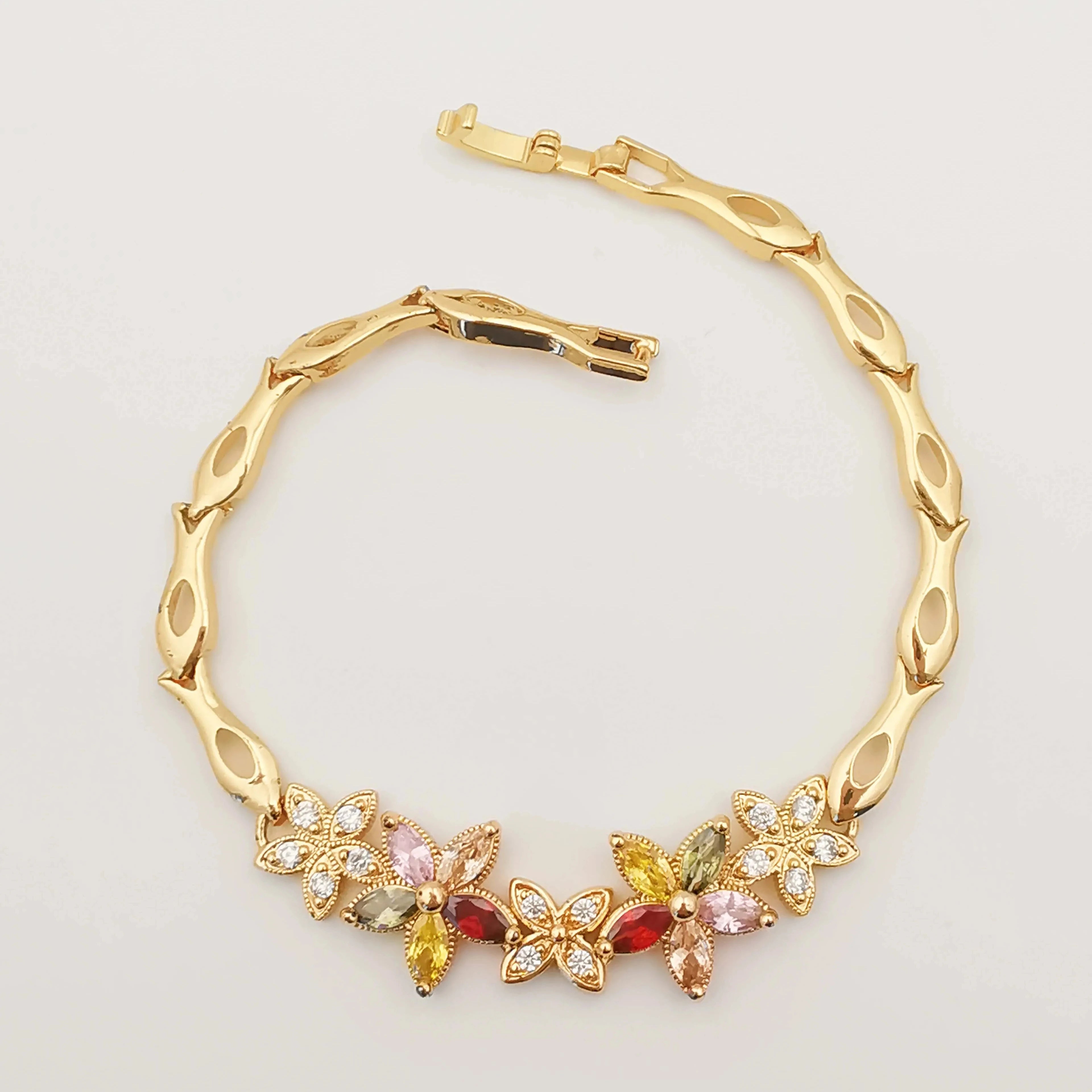 Best Selling New Pattern Women Zircon Copper Bracelet Fashion Diamond Brass Bracelets 18k Gold Plated Bracelets