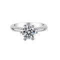 High Quality Rhodium Plated Iced Moissanite Engagement Ring 925 Sterling Silver Solitaire Promise Ring Her Pave Setting GRA