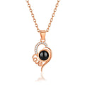 New Clavicle Chain 100 Languages I Love You Necklace Heart Shaped Love Memory Projection Necklace