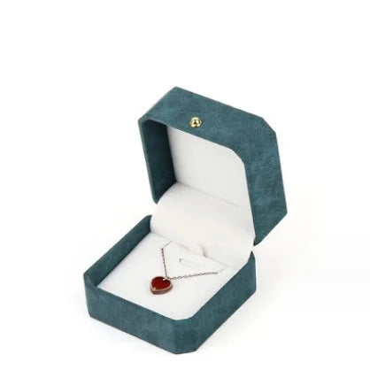 Hot Selling Cyan Green Jewelry Pendant Box PU Leather Pendant Boxes with Gold Buckle Custom logo Gift Box