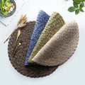 Nordic Solid Color Bamboo Pattern PVC Dining Table Mats Woven Round Placemat Anti slip Anti Scalding Table Mat