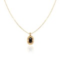 Joolim 18K Gold Plated Oval Black Zircon Carve Pendant Necklace Stainless Steel Tarnish Free Jewelry