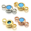CZ8723 Mini Gold Plated Blue Turquoise Zircon Cubic Zirconia CZ Gemstone Solitaire Charms Connector for Bracelet Jewelry Making