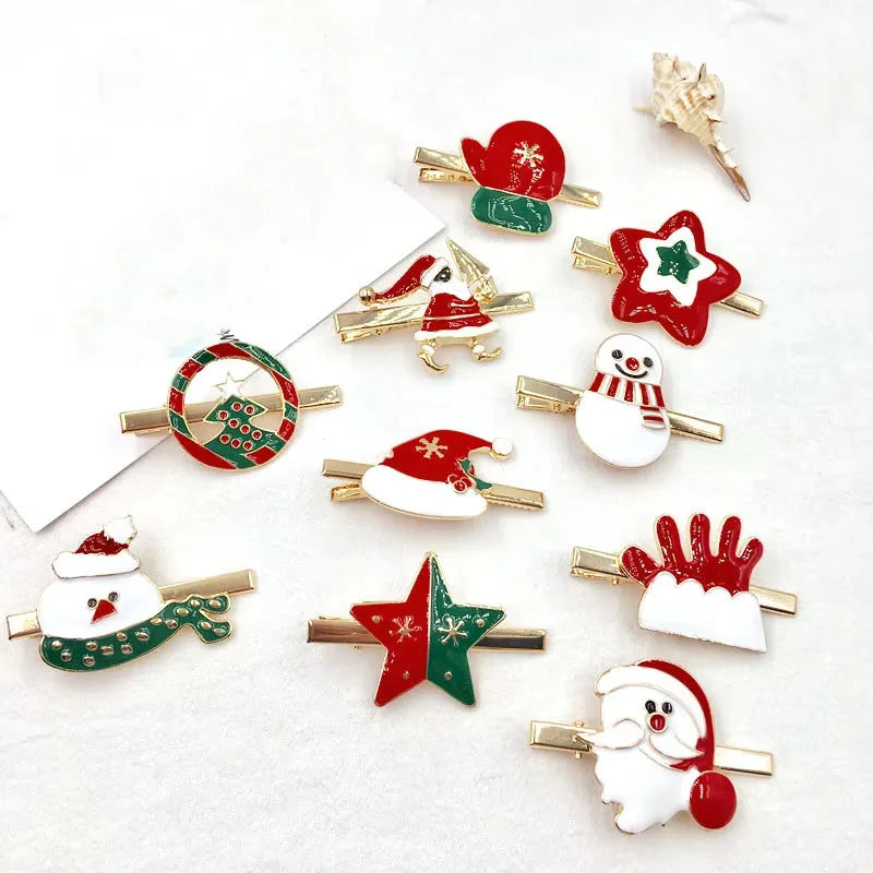 Hot Sale Christmas Hair Pin Cute Kids Hair Clip Girls Bobby Pin Handmade Duckbill Clip Christmas Hair Accessories
