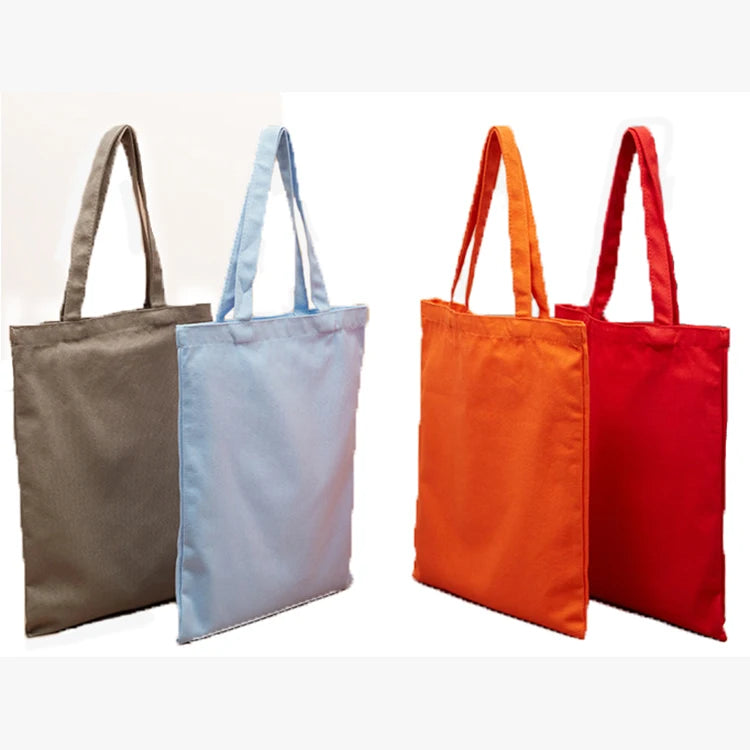 Wholesale Eco-Friendly Portable Cotton Canvas Tote Bag Custom Printed Logo Reusable Blank Plain Shopping Bag