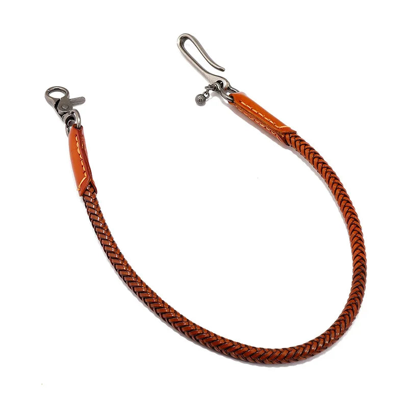 New Arrival Antique Silver Metal Punk Rock Men Chain Handmade Braid Leather Men Trouser Chain Accessories Vintage Wallet Chain