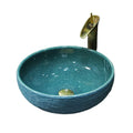 Wholesale Contemporary Design Sanitary Ware Porcelain Round Green Coloured Bathroom Basins 12L Capacity Counter Installation