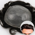 Reverse Knot Polyester Toupee PU Toupee 0.04mm Thickness Natural Black
