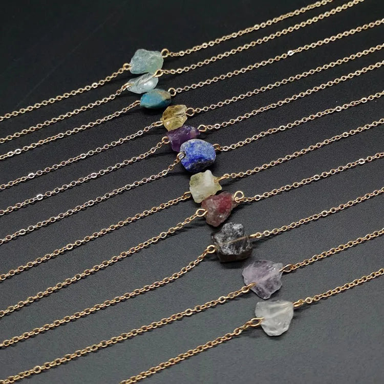 G1755 Hot Sale Druzy Raw Stone Necklace Jewellery Dainty Gemstone Pendant Healing Stone Amethyst Quartz Crystal Necklace