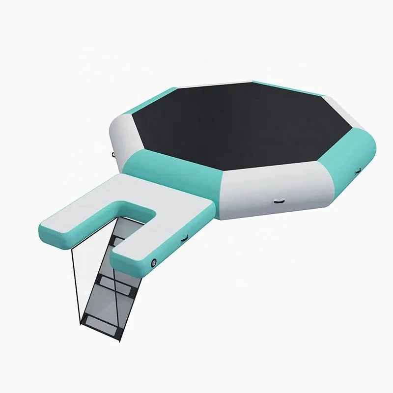 Factory Wholesale Water Floating Island Water Park Inflatable Jump Trampoline With Slide
