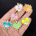 CZ8394 Popular Gold Plated White Diamond CZ Evil Eye on Enamel Colored Heart Charm Pendants