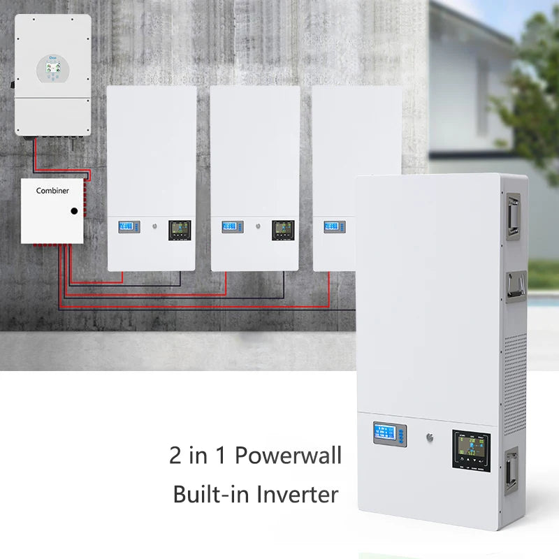 CERRNSS Solar System Rack Lifepo4 Battery 5KWH 10KWH 2 in 1 Built in Inverter Powerwall Industrial and Commercial Energy Storage