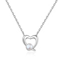 Forever Love Heart Pendant  925 Sterling Silver Christmas Jewelry Gift Pearl Necklaces