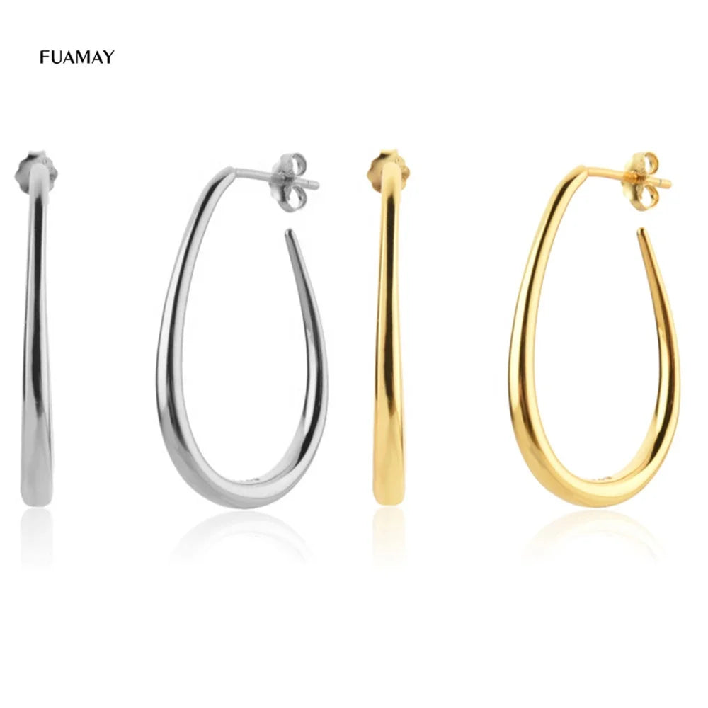 FUAMAY Chunky Large 29MM Oversized Gold Plated Sterling Silver Zircon Bohemian Wedding Hoop Earrings