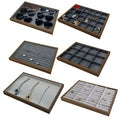 Walnut Wooden Luxury Rectangle Jewelry Display Tray for Necklaces Rings Sunglasses & Glasses