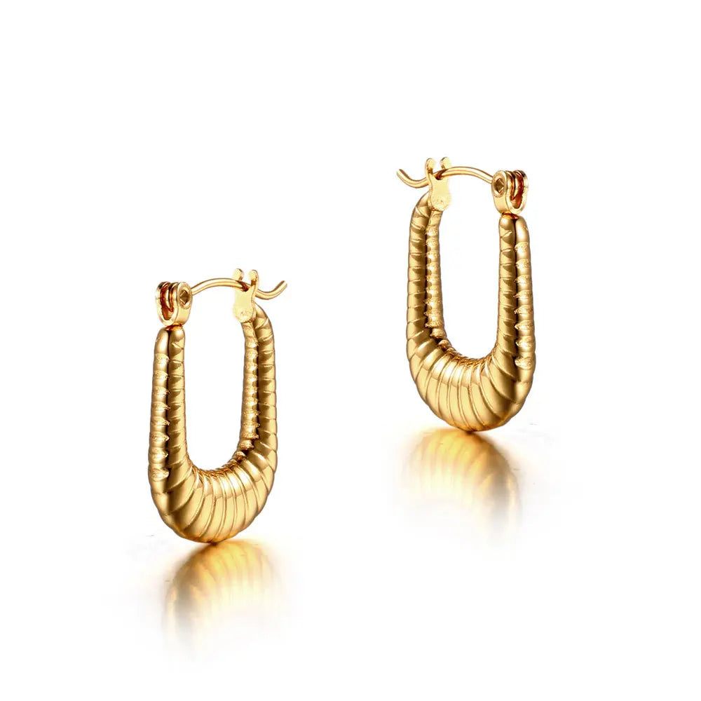Wholesale Stainless Steel Gold Plated U Dangle Shape Drop Hoop Earring Women China Manufacturer Factory Supplier