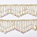 Golden AB Rhinestone and Pearl Tassel Trim Diamond Chain Fringe DIY Wedding Dress Carnival Party Costume Clothes Accessories