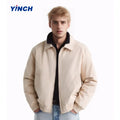 For Men's Luxury Windproof Canvas Fleece Jacket Standard Thickness with Turn-Down Collar Trendy Upscale for Winter Warmth