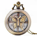 Bronze Quartz Watch Vintage Man butterfly Pocket Watches