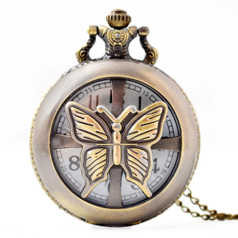 Bronze Quartz Watch Vintage Man butterfly Pocket Watches
