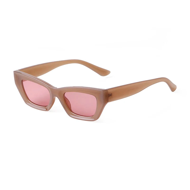 ADE WU STY2786H Brown Lenses Cat Eye Sun Glasses Women Small Frame Shades Female Beige Custom Logo Sunglasses