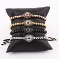 High Quality Renting Jewelry Stainless Steel Beads CZ Pave Eye Charms Women Men Macrame Adjustable Bracelet