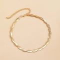Stainless Steel Simple Twisted Flat Blade Snake Chain Chocker Geometric Crossed Snake Chain Necklaces for Ladies
