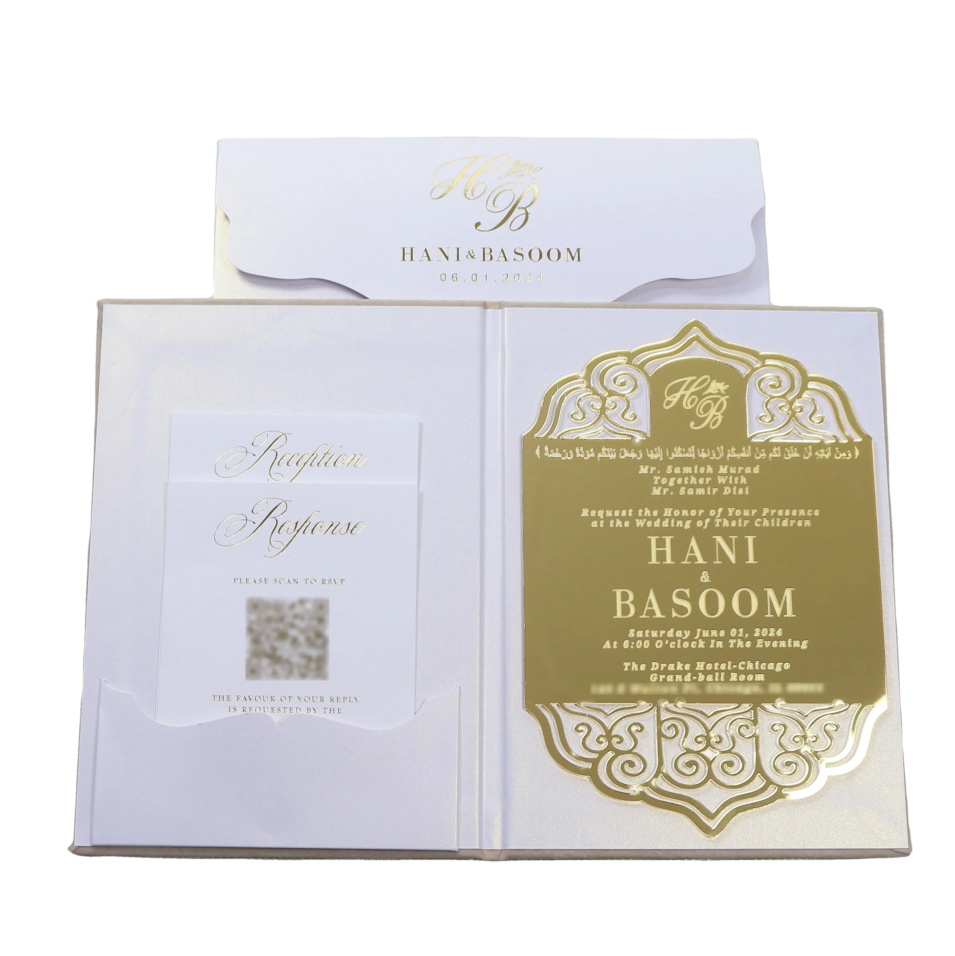 New Arrival Gold Mirror Acrylic Included Greeting Cards Wedding Invitation Cards Acrylic Invitations for Various Occasions