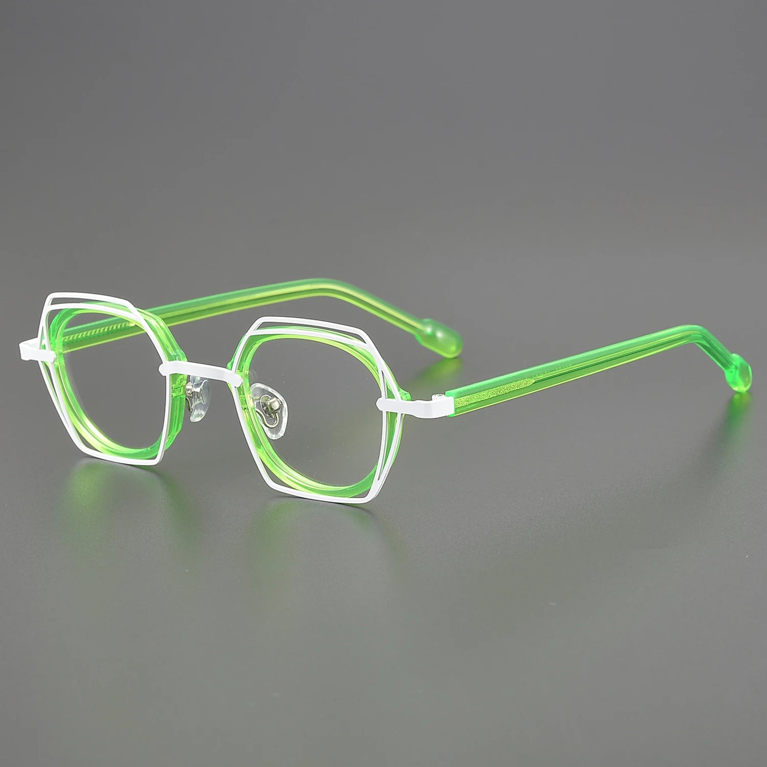 Handmade Women's Retro Glasses Good Quality Octagonal Acetate Frame Beautiful Unique Orange Purple Blue Complex Fancy Eyeglasses
